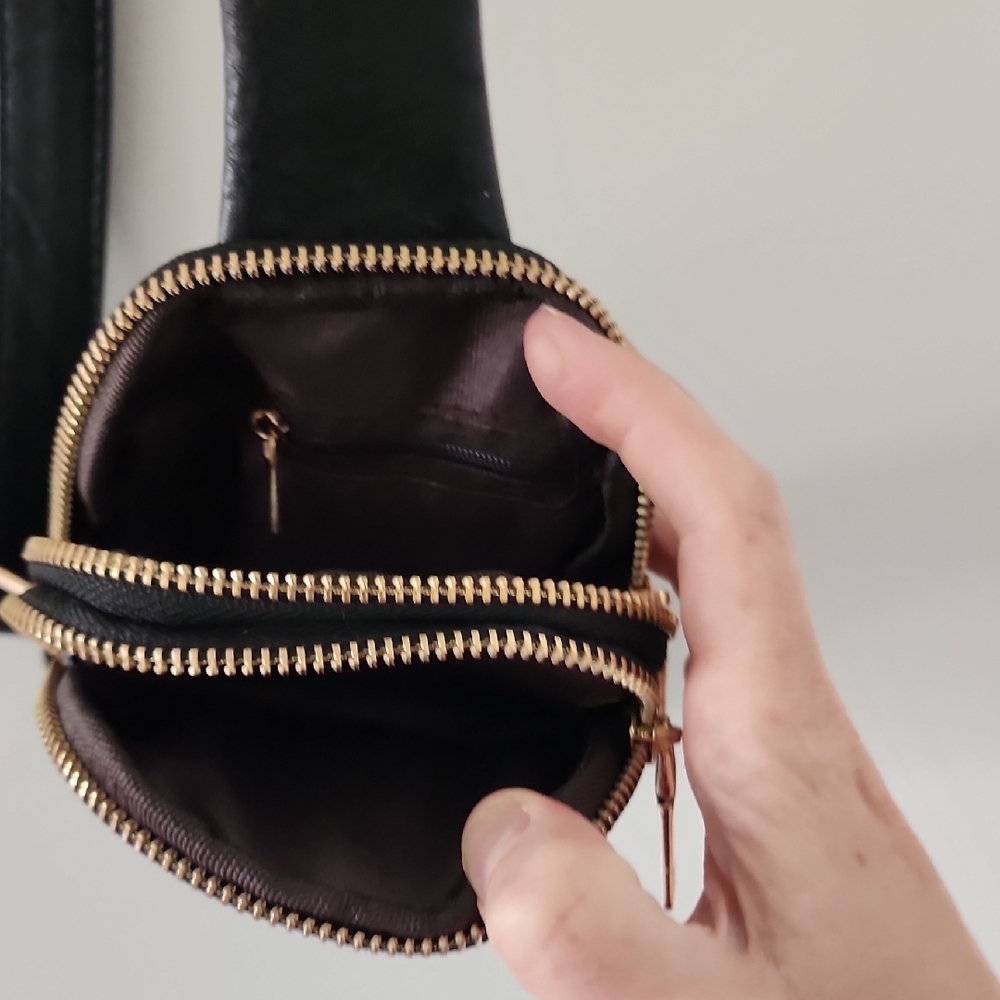 Black Crossbody Bag with Gold Accents - Picture 3 of 5